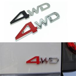 4x4 decals UK - Car Tail Rear Side Metal 4x4 RC Car 4WD Sticker 3D Chrome Badge Car Emblem Badge Decal Auto Decor Styling 4WD Red