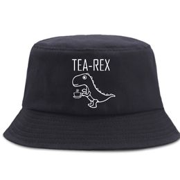 Cartoon Tea Rex Funny Print Fisherman's Caps Outdoor Casual Bucket Hats Unisex Summer Beach Panama Hat Sun Shade Foldable Cap 220812