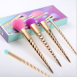 makeup brushes sets cosmetics 5 bright Colour rose gold Spiral shank unicorn screw tools W220420