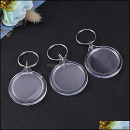 Key Rings 100Pcs Po Keychain Circar Transparent Blank Acrylic Insert Picture Frame Keyring Holder Diy Spli Keychainshop Dh0Um