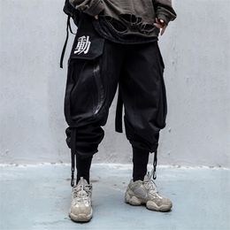 big bag tuta nastro funzione maschile utensili da donna / abbigliamento da uomo Harajuku Hiphop Cargo Pants Jogger Leggings amante oversize 220325