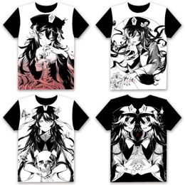 Mens T-shirts Genshin Impact Hu Tao Keqing Anime Women Men Cosplay Black Basic Short Sleeve T-shirt Daily Casual Tee Xmas Giftmens