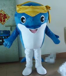 Mascot doll costume Hot EVA Material Blue And Yellow Dolphin Mascot Costumes Cartoon Apparel Birthday party Masquerade 1002
