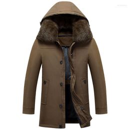 Men's Down & Parkas Russia Winter Coat Jacket White Duck Thick Warm Fur Collar Detachable Hat Men Windbreakers Overcoat Phin22