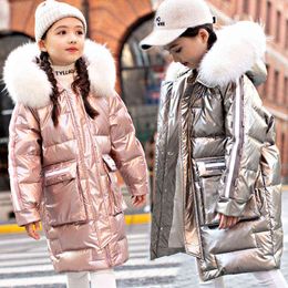 -30 Grade Girls Winter Snowsuit 2021 New Children Down Jacket Thicker Girls Clothes Parka Kids Fashion Jacket For Girl 5-12Y J220718