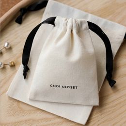 sew logos UK - Higher quality sew Cotton Drawstring Bags Jewelry Ribbon Gift Sack 5x7cm 7x9cm pack of 50 Eyelashes Hair Makeup Logo Packaging Pouch
