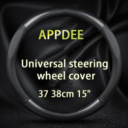 Steering Wheel Covers Car Steering-wheels Cover 37 38cm 15" Genuine Leather Braid On The Of Universal Interior AccessoriesSteering