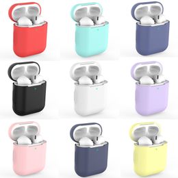 shockproof liquid silicone soft rubber protective case for apple airpods 1 2 3 pro wireless headset pouch with antidust plug