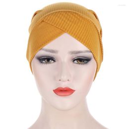 Hooded Hat With Striped Forehead Cross Turban Multicolor Muslim Turbante Cap Beanie/Skull Caps Oliv22