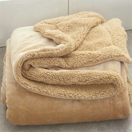 AB Side Coral Velvet and Lamb Cashmere Blanket Soft Thick Blanket for Bed Sofa Warm Fleece Sherpa Blanket for Bedroom 13 colors 201111