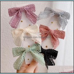 Hair Accessories Tools Products Girls Clip Holllow Lace Bow Hairpin Ponytail Top Hairclip Bows Headwear 7 Colours Drop Delivery 2021 Thmxa