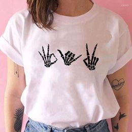 Women's T-Shirt Mora Skeleton Hand Graphic Women Short Sleeve 2022 Arrivals Halloween Streetwear Versatile Crewneck Female Tshirt Vetement