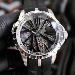 Luxury Mens Mechanical Watch Roges Automatic Hollow Tourbillon Large Dial Sports Leisure Qifv Geneva Es Brand Wristwatch