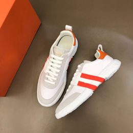 Sapatos de tênis de caixa original em couro branco saltando casual masculino um alto top branco designer de luxo deslizamento feminino sapato de lona técnico borracha leve