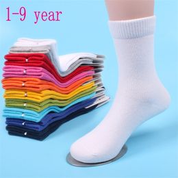 20 Pieces 10 Pairs Children Socks Spring&Autumn Cotton High Quality Candy Colours Girls With Boys 1-9 Year Kids 220611