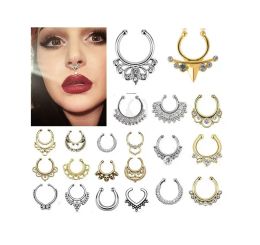 Ring Crystal Nose Hoop Nose Rings Body Piercing Jewelry Fake Septum Clicker Clip On