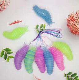 UPS 2022 new small luminous decompression toy caterpillar party Favour lanyard slug children vent cartoon toy