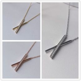 Sterling silver 925 classic fashion X pendant ladies necklace Gold Rose Silver Color Necklaces Men Women jewelry