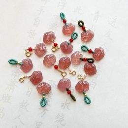Charms Original Natural Strawberry Crystal Pendant Bracelet With Pigeon Blood Red Ruyi Ping'an Buckle Jewellery PendantCharms