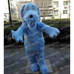 Halloween Blue Plush Dog Mascot Costume High Quality Cartoon Character Outfits Carnival Adults Size Birthday Party Outdoor Outfit Unisex Dress Outfit