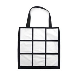Sublimation Grid Tote Bag Blank White DIY heat transfer shopping bag 9 panels Cloth Frabic reusable Storage gift bag handbag sxa10