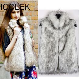 Autumn and winter new hairy vest imitation fur vest medium long stand collar fur coat clip T220716