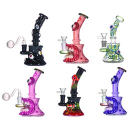 14mm Female Glass Bongs Halloween Style Hookahs Water Pipe Showerhead Perc 3D Eye Dab Rigs Beaker Bong 7mm Thick with Glass Oil Burner Pipe