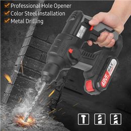 Rotary Hammer Drill 780 RPM Cordless Drill Demolition Kit with 2.0Ah Lithium Battery LED Light Carry Box for Concrete