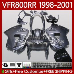 Fairings Kit For HONDA Interceptor VFR800RR VFR 800RR 800 CC RR VFR800 Silver grey 98 99 00 01 Body 128No.61 800CC VFR-800 RR 1998 1999 2000 2001 VFR800R 98-01 Bodywork