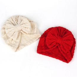 Newborn Baby Solid Color Kids Spring Autumn Beanie Hat Infant Bowknots Caps Headwear Fashion Accessories