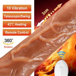 22.5cm Heating Dildo Vibrators for Women Telescopic Big Dildos Realistic Penis With Remote Control Masturbators Adults sexy Toys