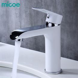 MICOE bathroom faucet mixer basin taps sink waterfall wash basin tap brass chrome vessel hot and cold water basin taps white T200107