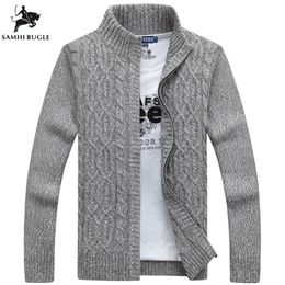 Mens Sweaters for Winter Thickening Warm Cashmere Sweater Men Fashion Zipper Cardigan Men Grey Black Sweater Men 201224