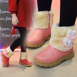 Children Warm Cotton Boots Kids Snow Boots Thick Plush With Cute Rabbit Rubber Boots For Toddlers Baby Girl Fashion LJ201202