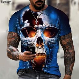 Men's T-Shirts Horror Series Skull And Crossbones Brand Clothing 3D Printed O-neck T-shirt Cool Thrilling Theme Loose Oversize