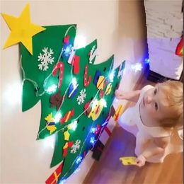 LED Felt Christmas Tree Ornaments Year Kids Gifts Toy Decorations for Home Navidad Natal Decor Y201020
