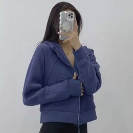 Women's Tracksuits Women shaping Brushed Full Zip Hoodie Jacket Sportswear LU-98 Yoga Outfits Hooded Workout Track Running Coat with Pockets Outdoor Fleeces