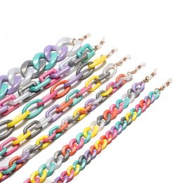 Candy Color Resin Anti-skid Glasses Chain Fashion Student Acrylic Sunglasses Lanyard Neck Strap for Women Gift