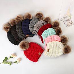 Manufacturers wholesale 13 Colours autumn and winter cap CC standard adult warm pullover caps men and women fur ball knitted hat beanie ski Christmas New Year gift