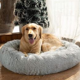 Anti Anxiety Dog Beds Large Donuts Shape Mat Soft Stuffing Pet Bed Cat Beds Washable Dog Bed for Big Dog Products 201225