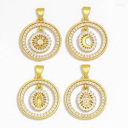 Pendant Necklaces CZ Brass Moon And Star Necklace Charms For Jewelry Making Gold Plated Small Pdta293Pendant