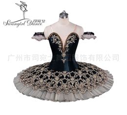 Vienna Winter Women Competiton Black Ballet Professional Tutu Costume Kids Performance Doll Pancake Dress BT9071