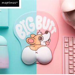 silicon mouse Canada - Cute Corgi Dog 3D Mouse Pad Ergonomic Soft Silicon Gel Anime Mousepad With Wrist Support Mouse Mat For Girls Gift197t