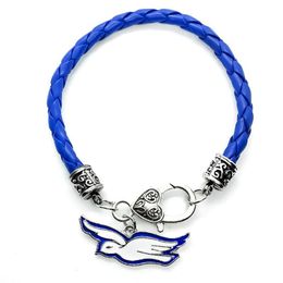 -Bracelets de charme chegam o esmalte de metal zeta phi beta sorority society mascote pingente pendente de couro azul pulseira Bangle322b