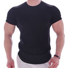 Black Gym t shirt Men Fitness Sport Cotton T-Shirt Male Bodybuilding Workout Skinny Tee shirt Summer Casual Solid Tops Clothing 220520