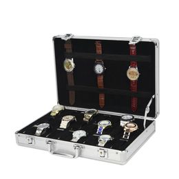 Watch Boxes & Cases 12 Slots Aluminum Suitcase Case Display Storage Box Wristwatch Organizer Bracket Clock Gift BoxWatch