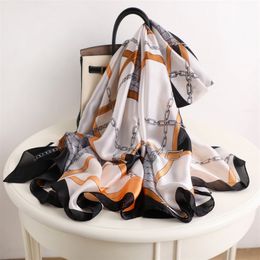 Brand Designer Silk Scarf High Quality Foulard Bandana Long Lrage Shawls Wrpas Winter Neck Scarves Lady Hijab New