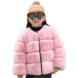 Fashion Toddler Girl Fur Coat Giacca pelliccia morbida elegante per 3-10 anni Girls Child Child Inverno Spesso vestiti da abbigliamento 2722