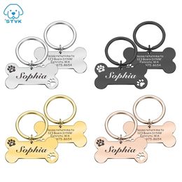 Personalized Pet ID Tag Free Engraved Pet ID Name Keychain for Cat Puppy Dog Collar Tag Pendant Keyring Bone Pet Accessories 220610