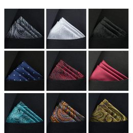 Pocket Square Handkerchief Accessories Groom Ties Paisley Solid Colours Vintage Business Suit Breast Scarf 25X25cm